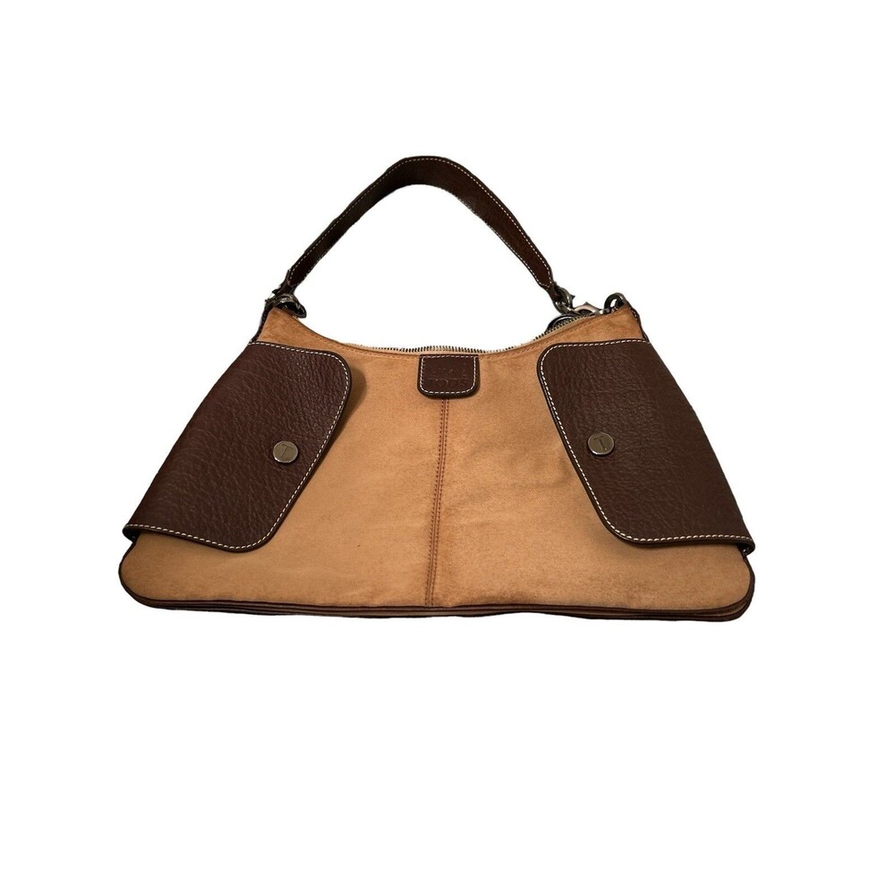 Tod's Brown Leather Trim Vintage Nylon Shoulder Bag